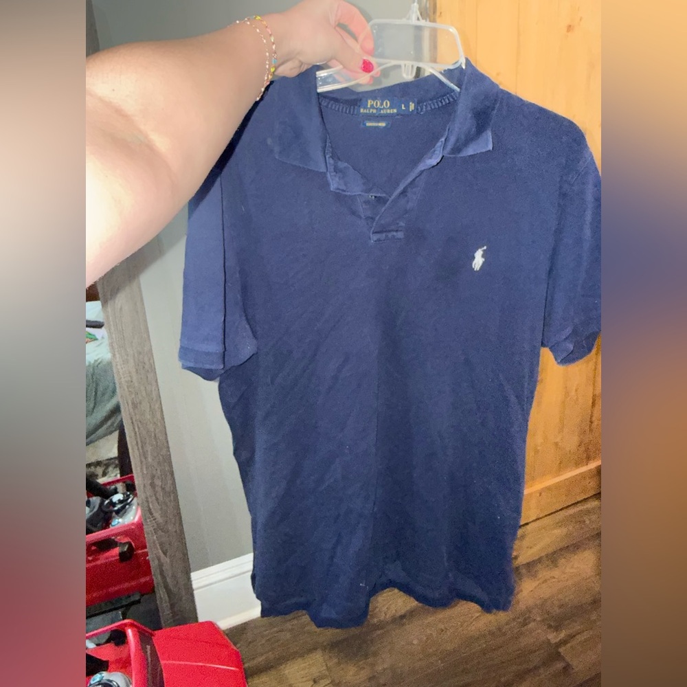 Ralph Lauren Men's Navy Short Sleeve Polo with White Pony